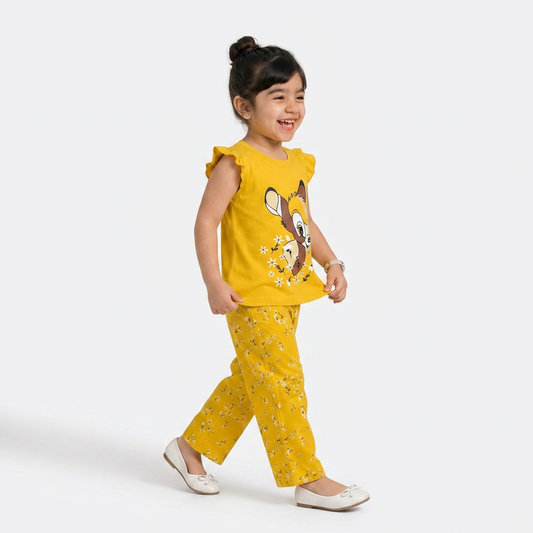 YELLOW CUTE GIRL CHOICE PRINTED KIDS WEAR