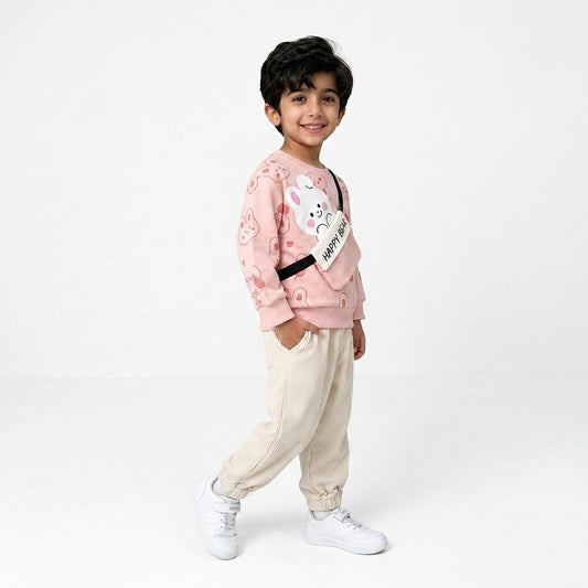 Pink happy bear tracksuit