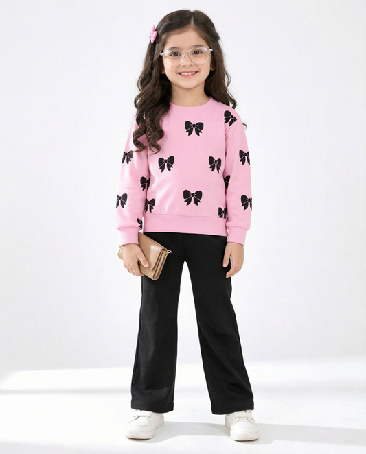 Girls Pink & Black Charm Tracksuit
