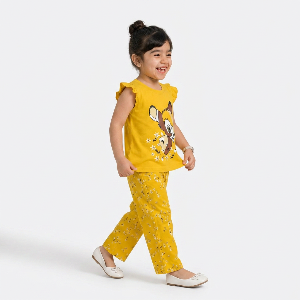 YELLOW CUTE GIRL CHOICE PRINTED KIDS WEAR