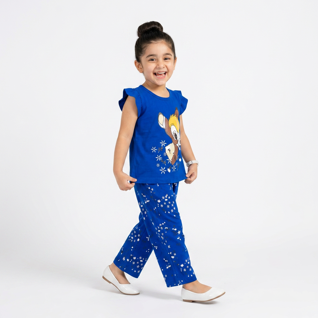 BLUE CUTE GIRL CHOICE PRINTED KIDS WEAR