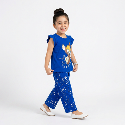 BLUE CUTE GIRL CHOICE PRINTED KIDS WEAR