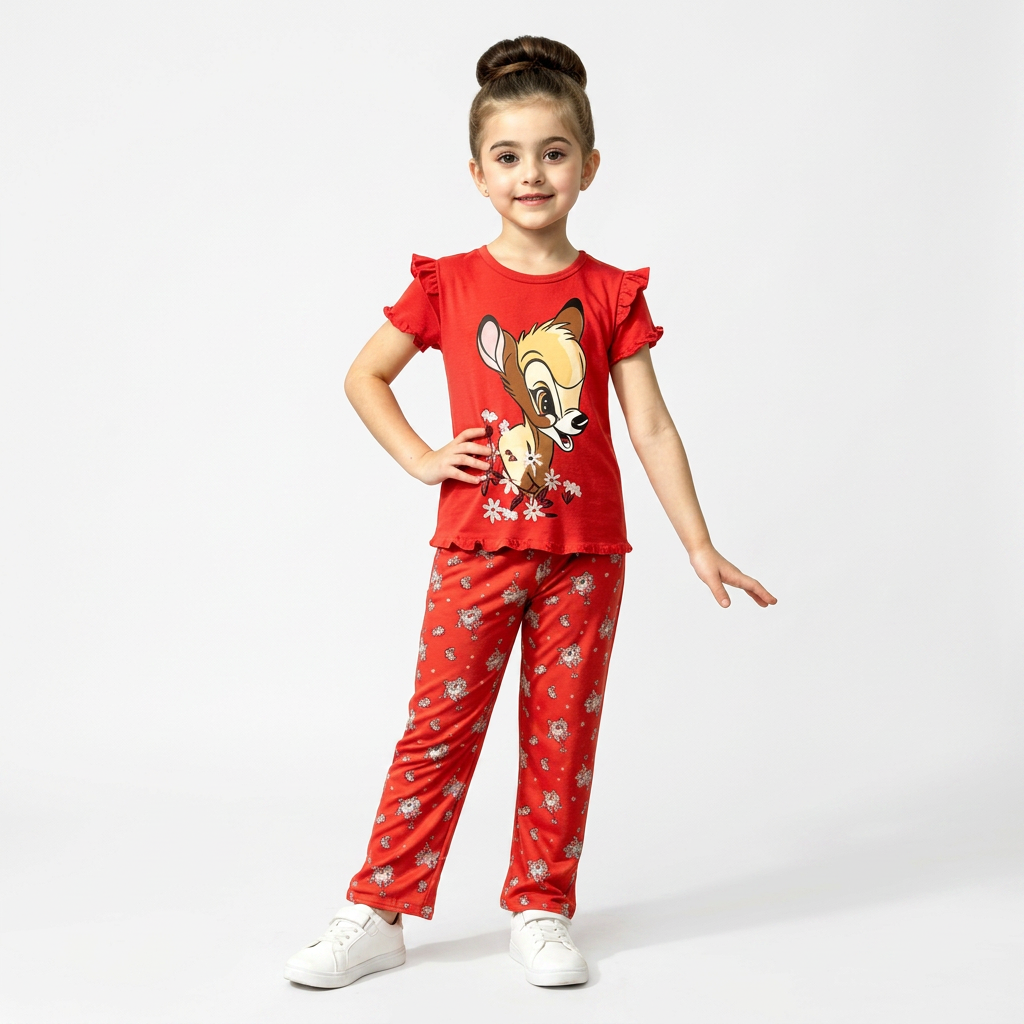 RED CUTE GIRL CHOICE PRINTED KIDS WEAR