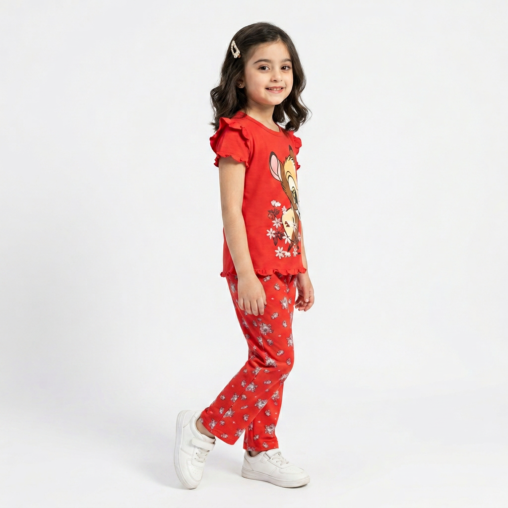 RED CUTE GIRL CHOICE PRINTED KIDS WEAR