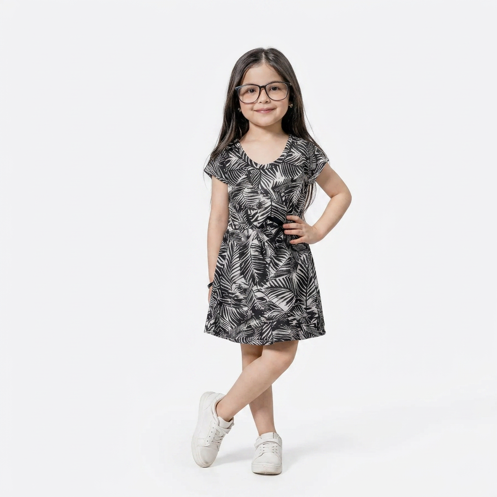 Black & White Frock Printed Kids Wear