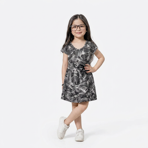 Black & White Frock Printed Kids Wear