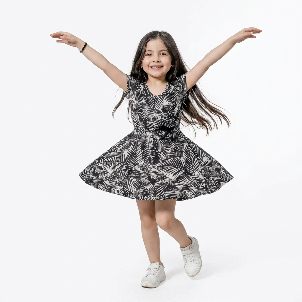 Black & White Frock Printed Kids Wear