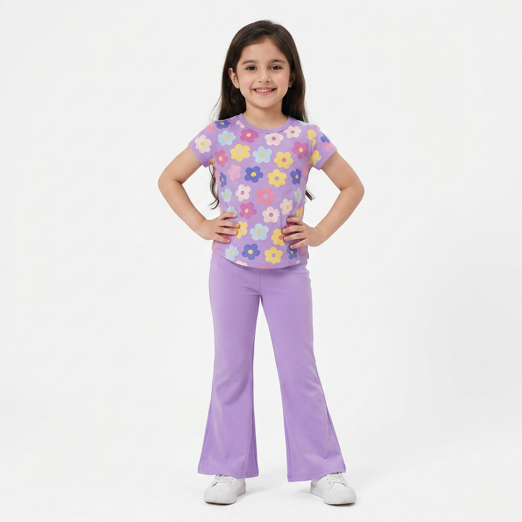 New Purple Daisy Flower Printed Kids Wear