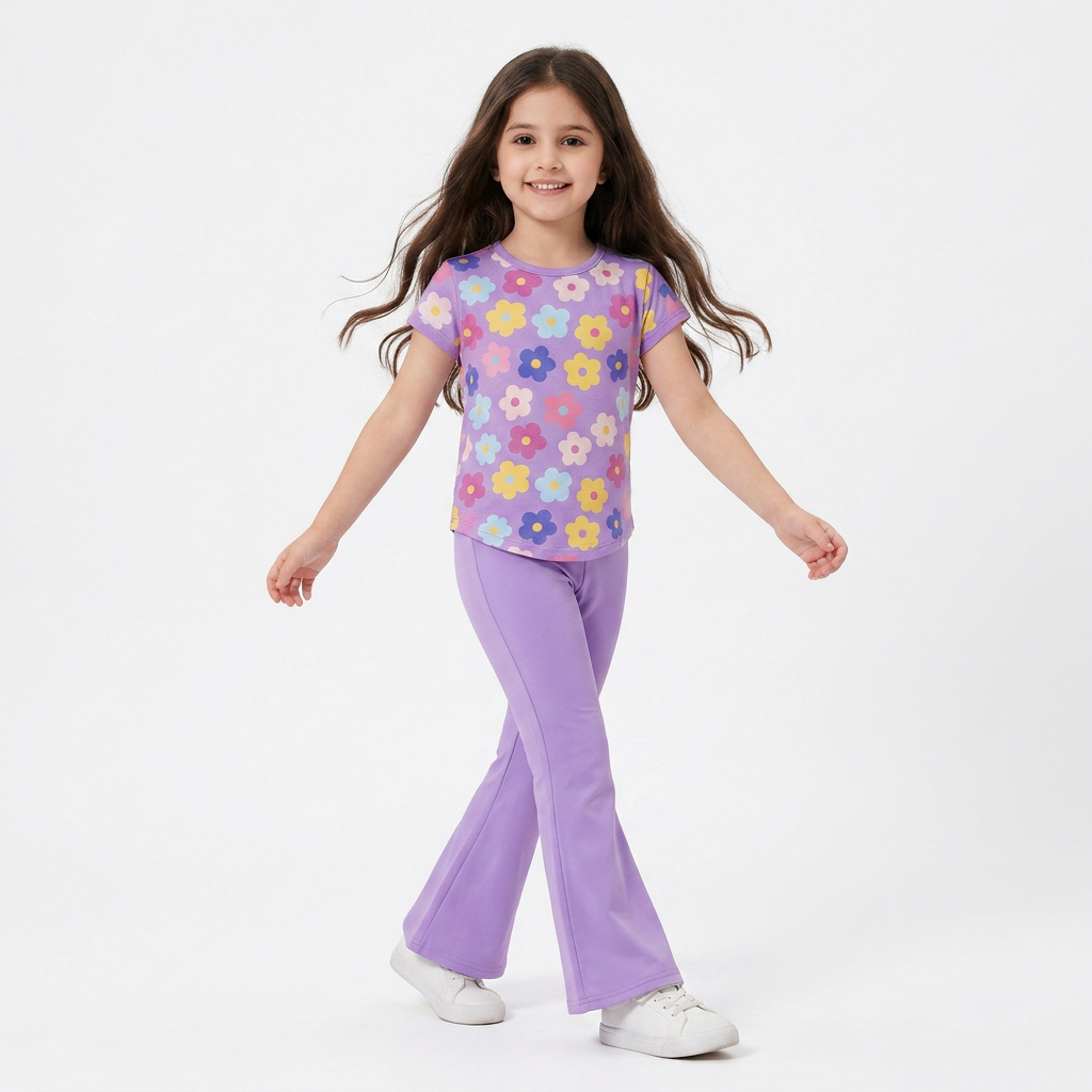 New Purple Daisy Flower Printed Kids Wear