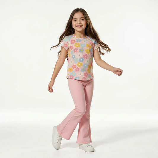 New Pink Daisy Flower Printed Kids Wear