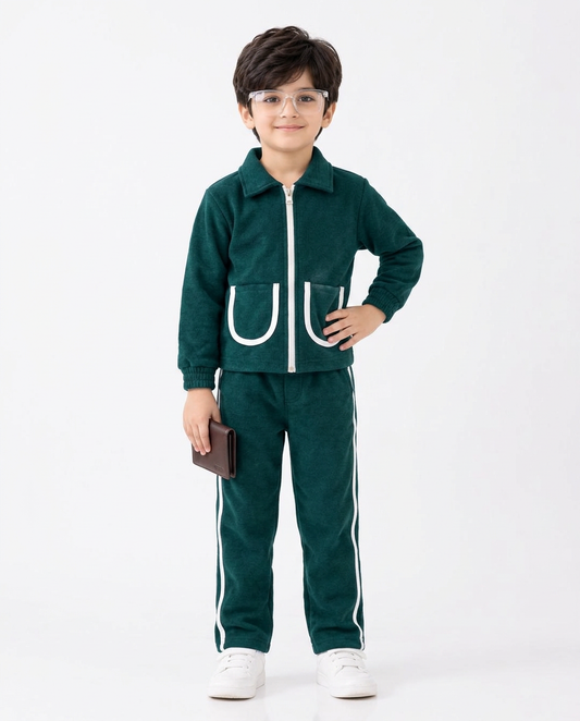 Dark Teal & white line tracksuit