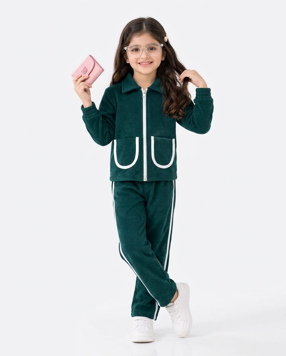 Dark Teal & white line tracksuit