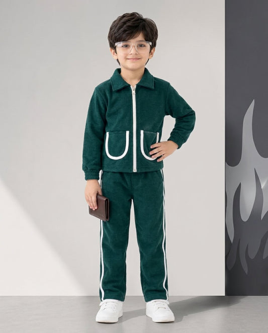 Dark Teal & white line tracksuit