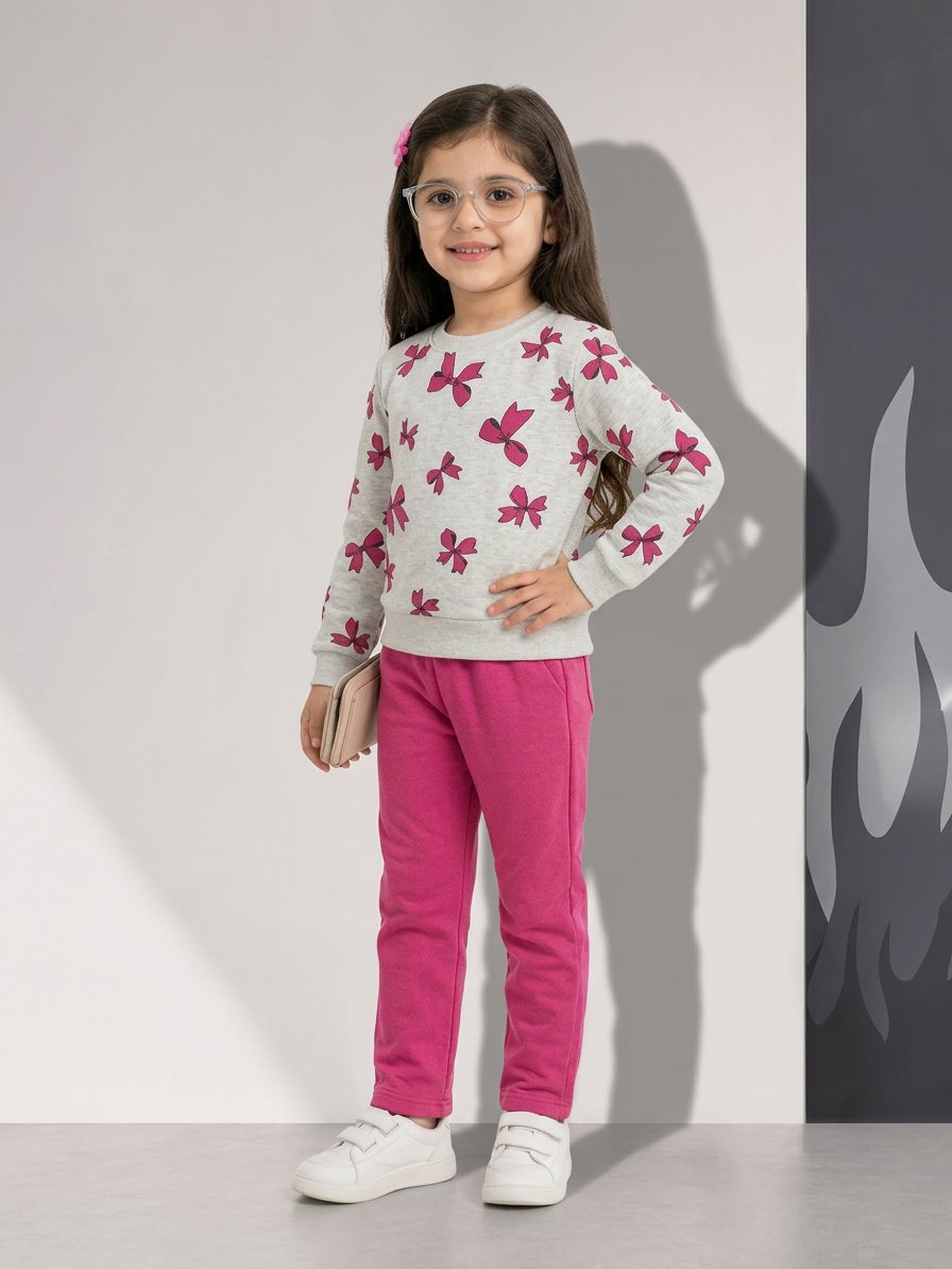 Girls Fuchsia Pink Winter Co-Ord Set