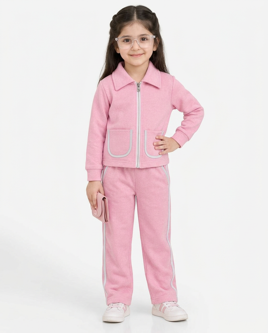 Pink & white line tracksuit
