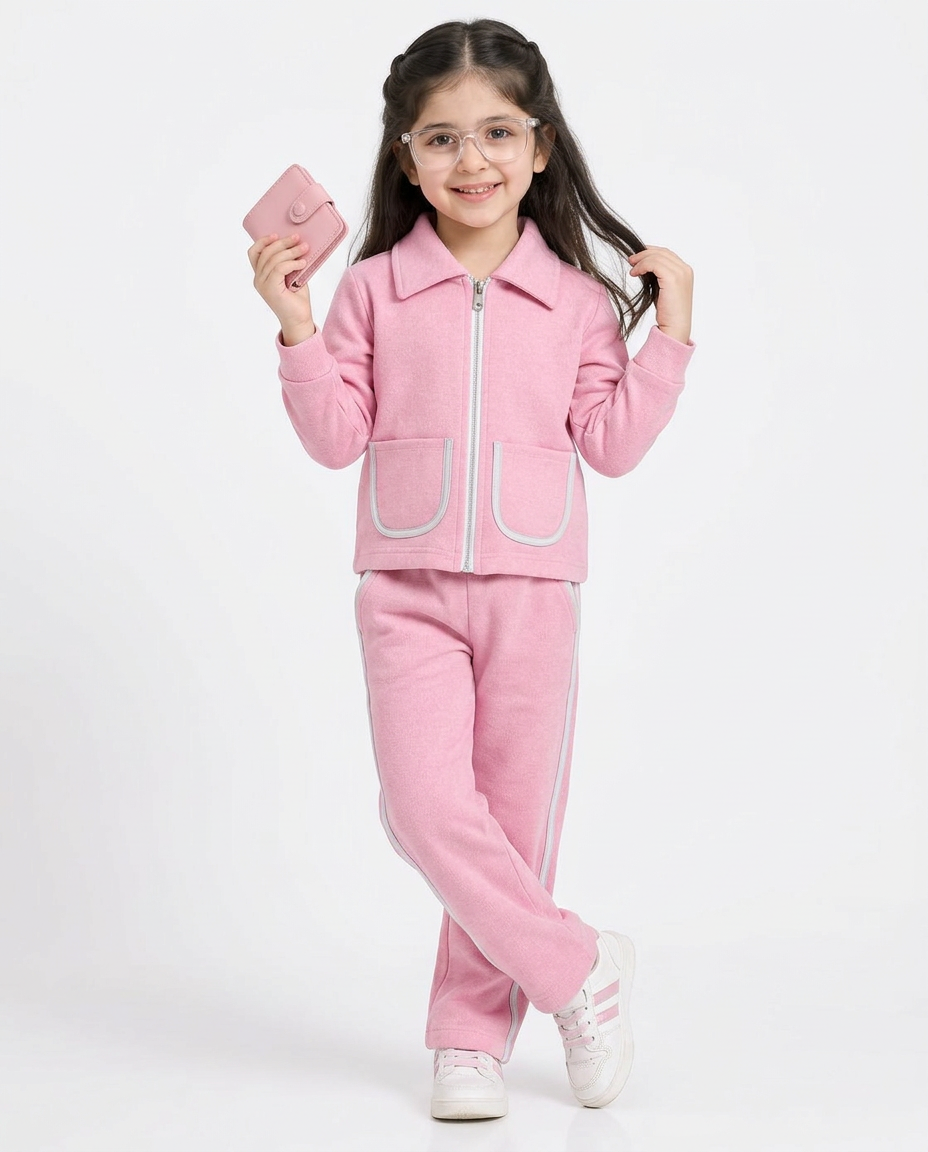 Pink & white line tracksuit