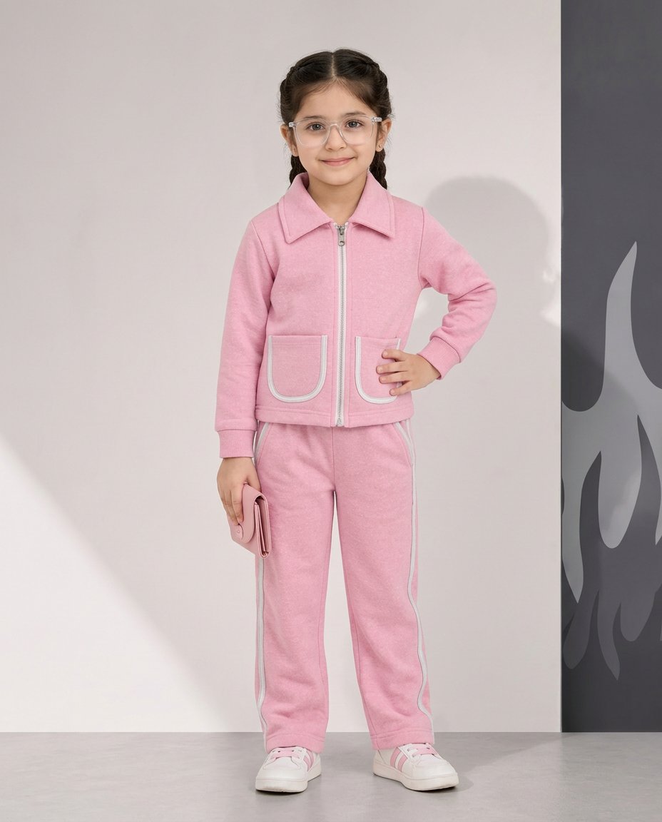 Pink & white line tracksuit