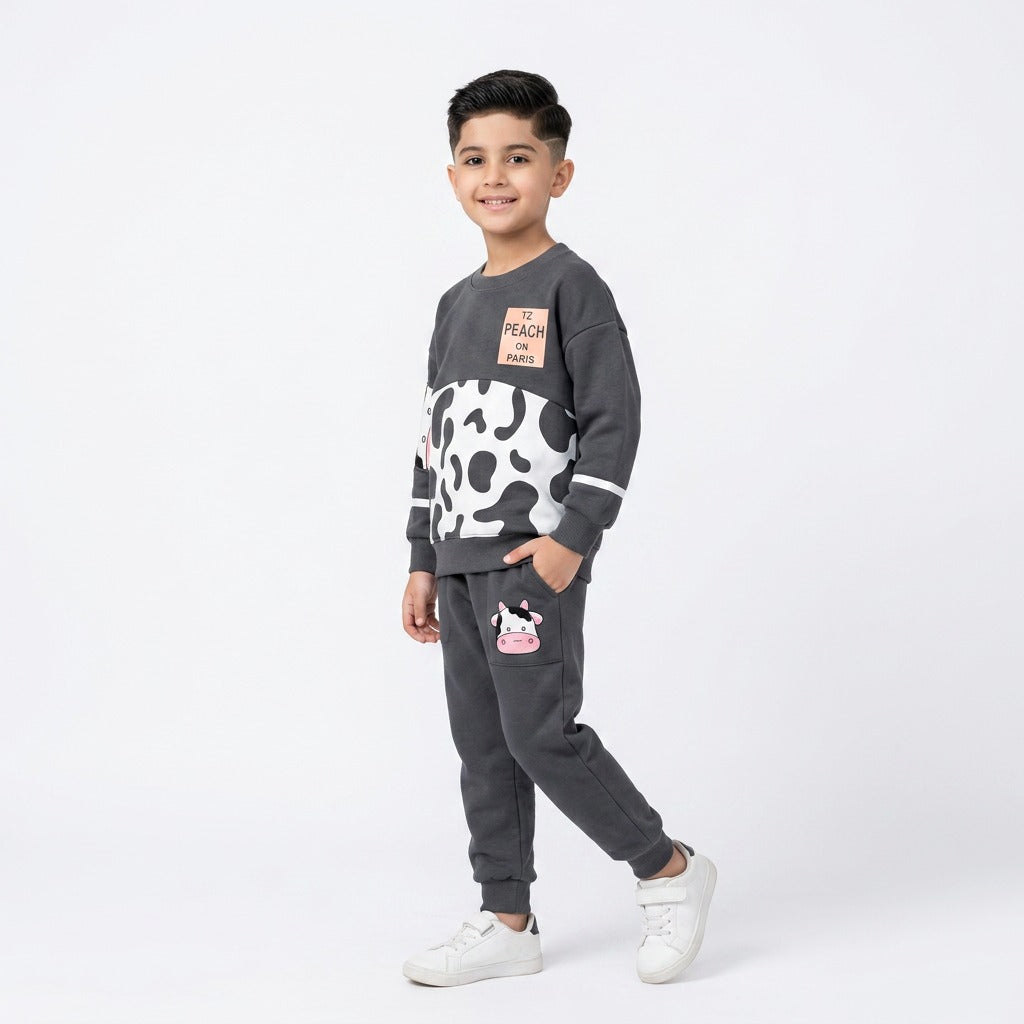 Grey cow tracksuit set