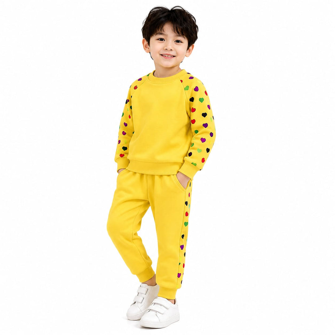 Yellow multi hearts tracksuit