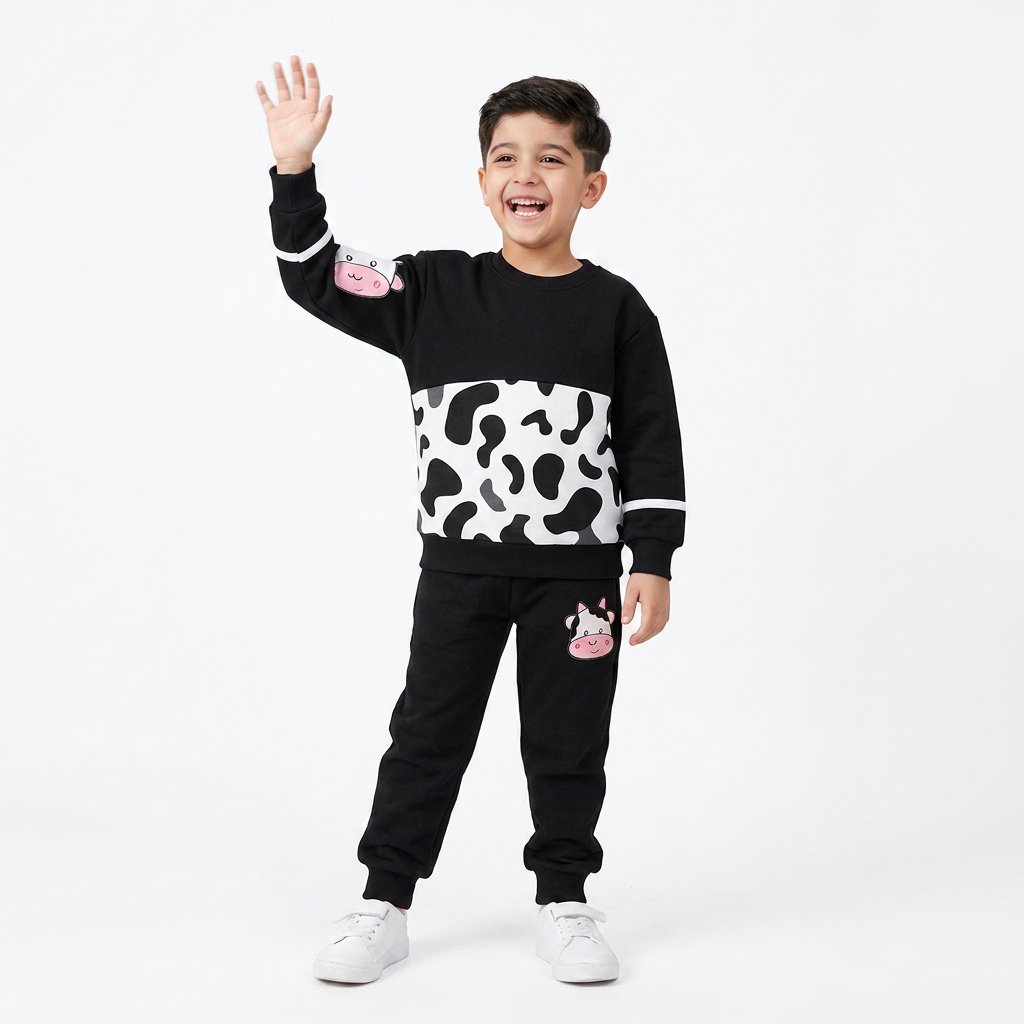 Black cow tracksuit set