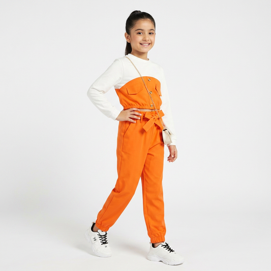 Light Orange : Kids Beige Button-Front Jumpsuit