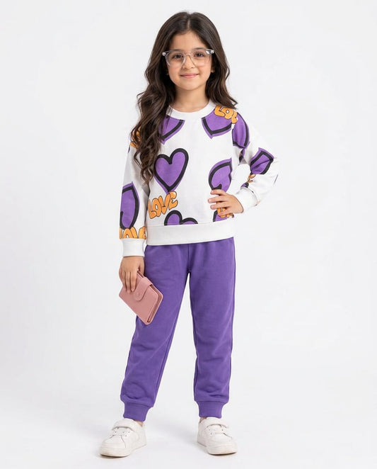 White With Purple Hearts Set