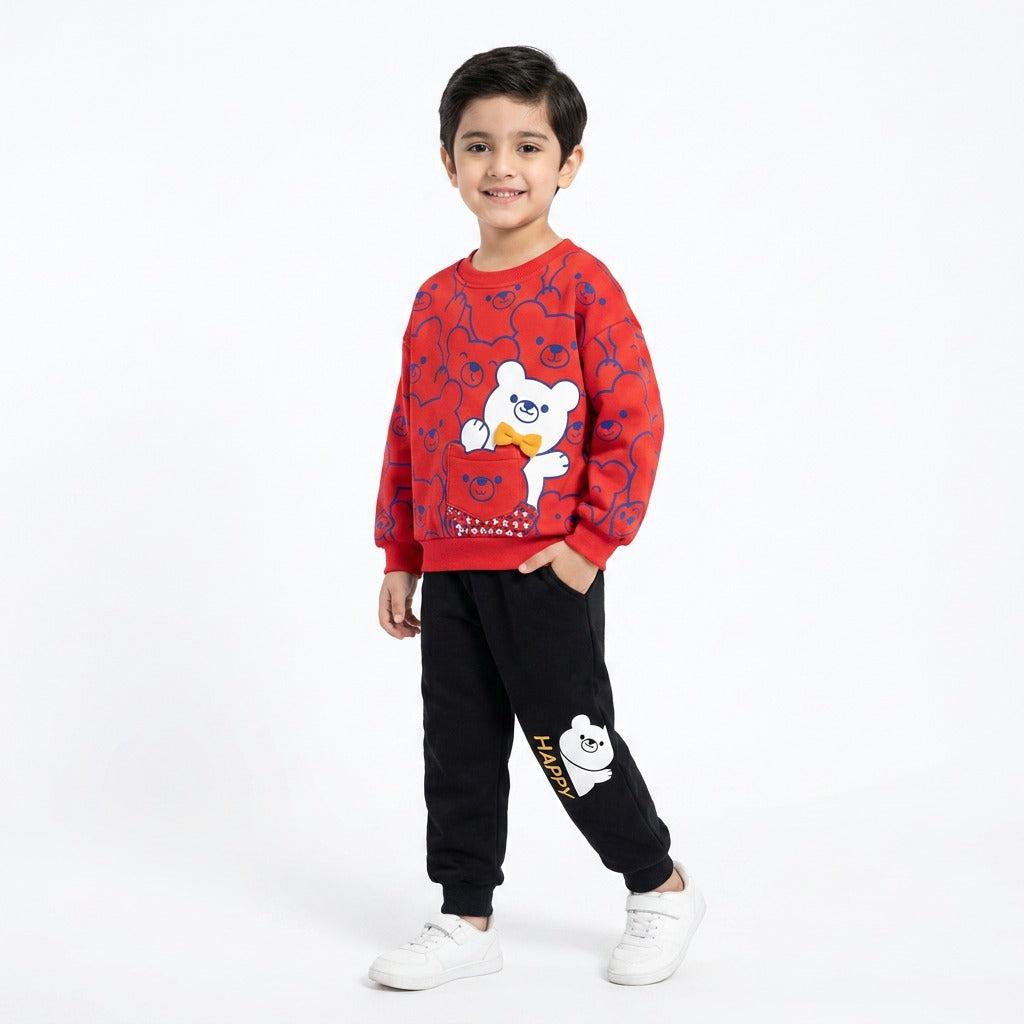 Red ready bear tracksuit set