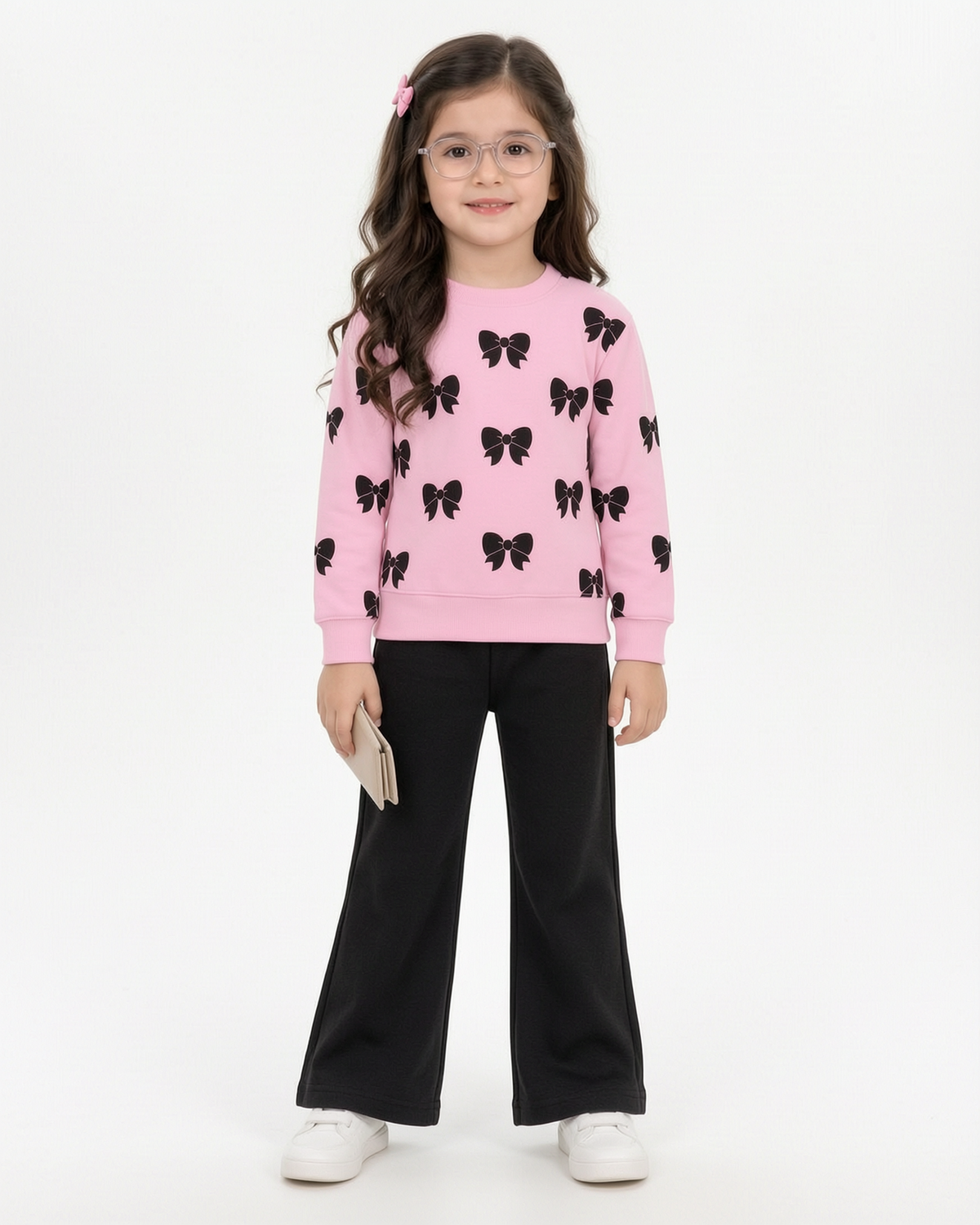 Girls Pink & Black Charm Tracksuit