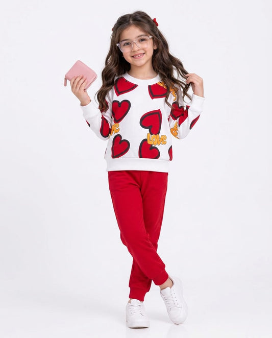 White With Red Multi Hearts