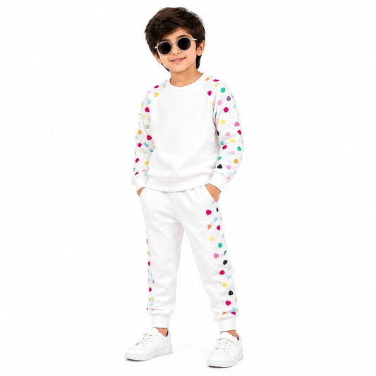 White with multi hearts tracksuit