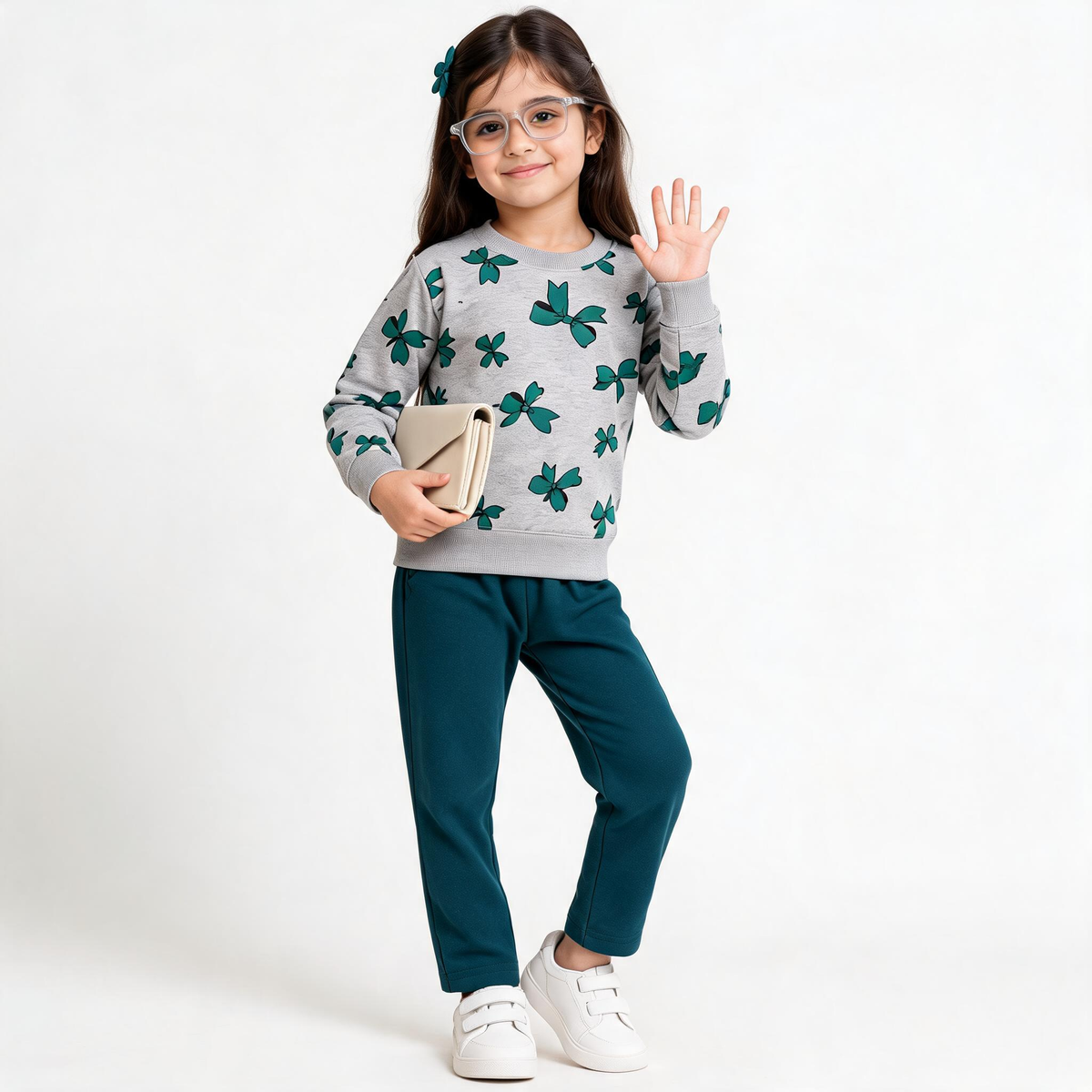 Girls Teal Charm Fleece Tracksuit