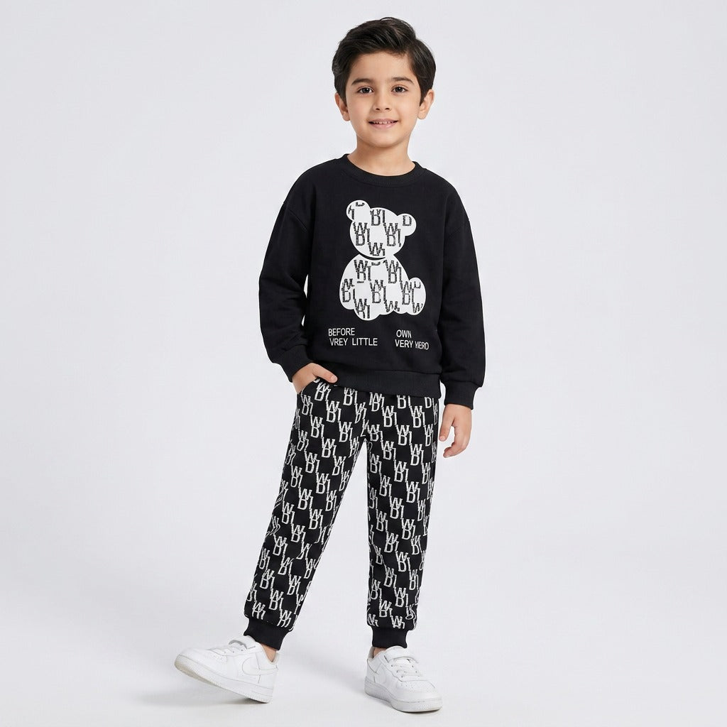 Black ready bear tracksuit set