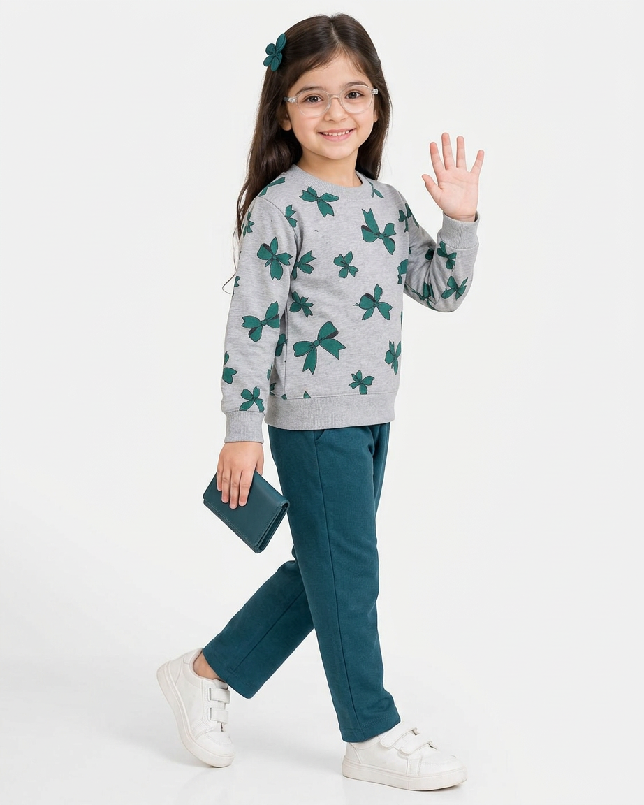 Girls Teal Charm Fleece Tracksuit
