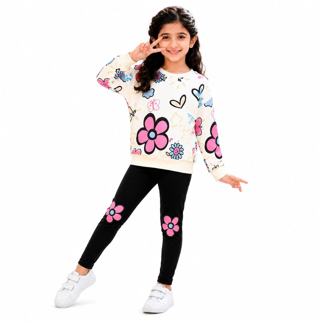 Pink flower girls tracksuit