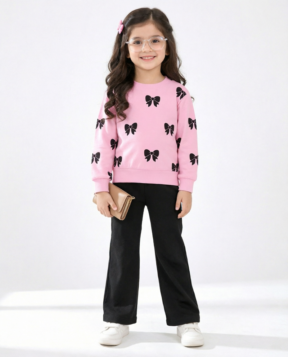 Girls Pink & Black Charm Tracksuit