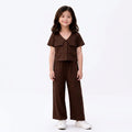 BROWN TWO SIDE POCKET STYLE KIDS DRESS
