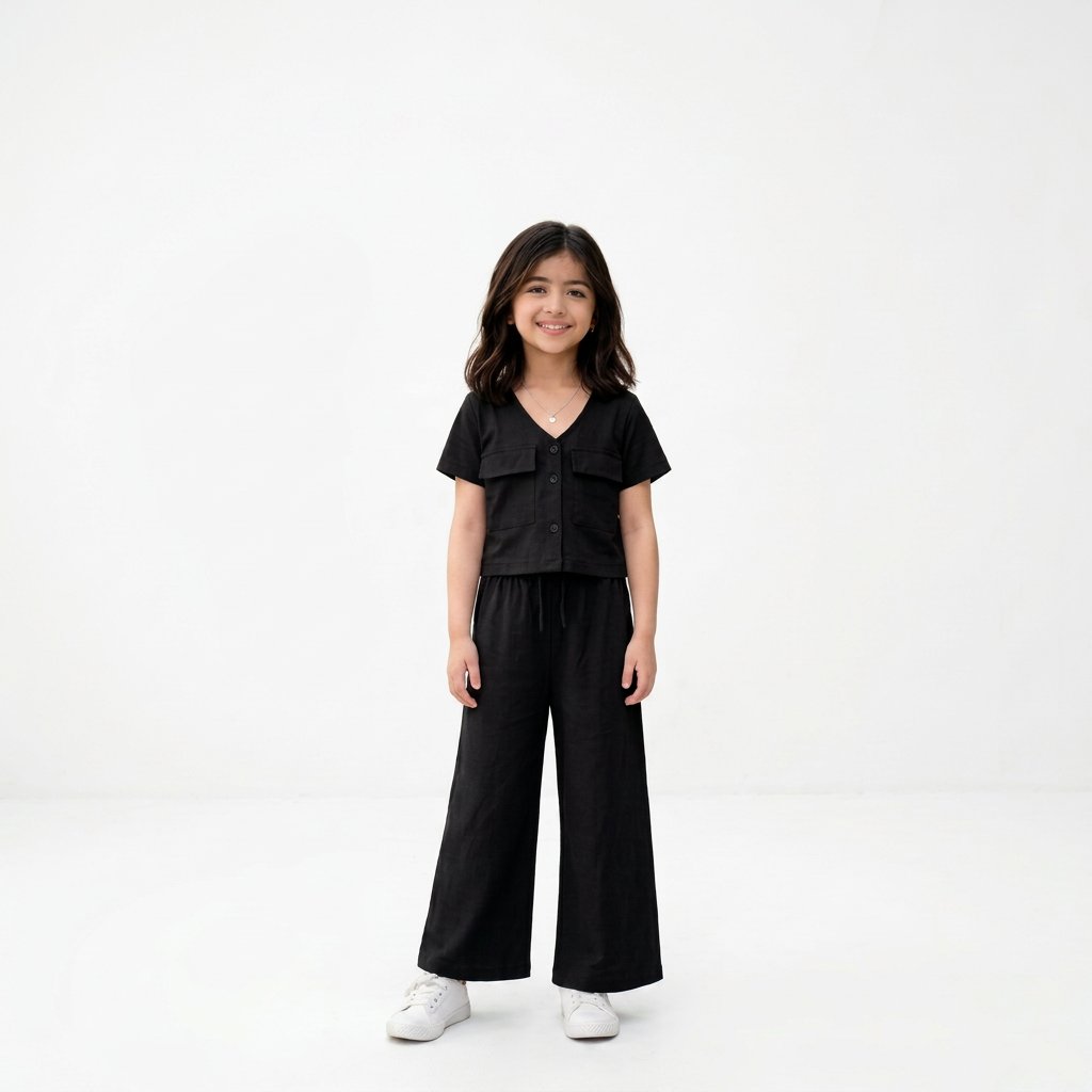 BLACK TWO SIDE POCKET STYLE KIDS DRESS