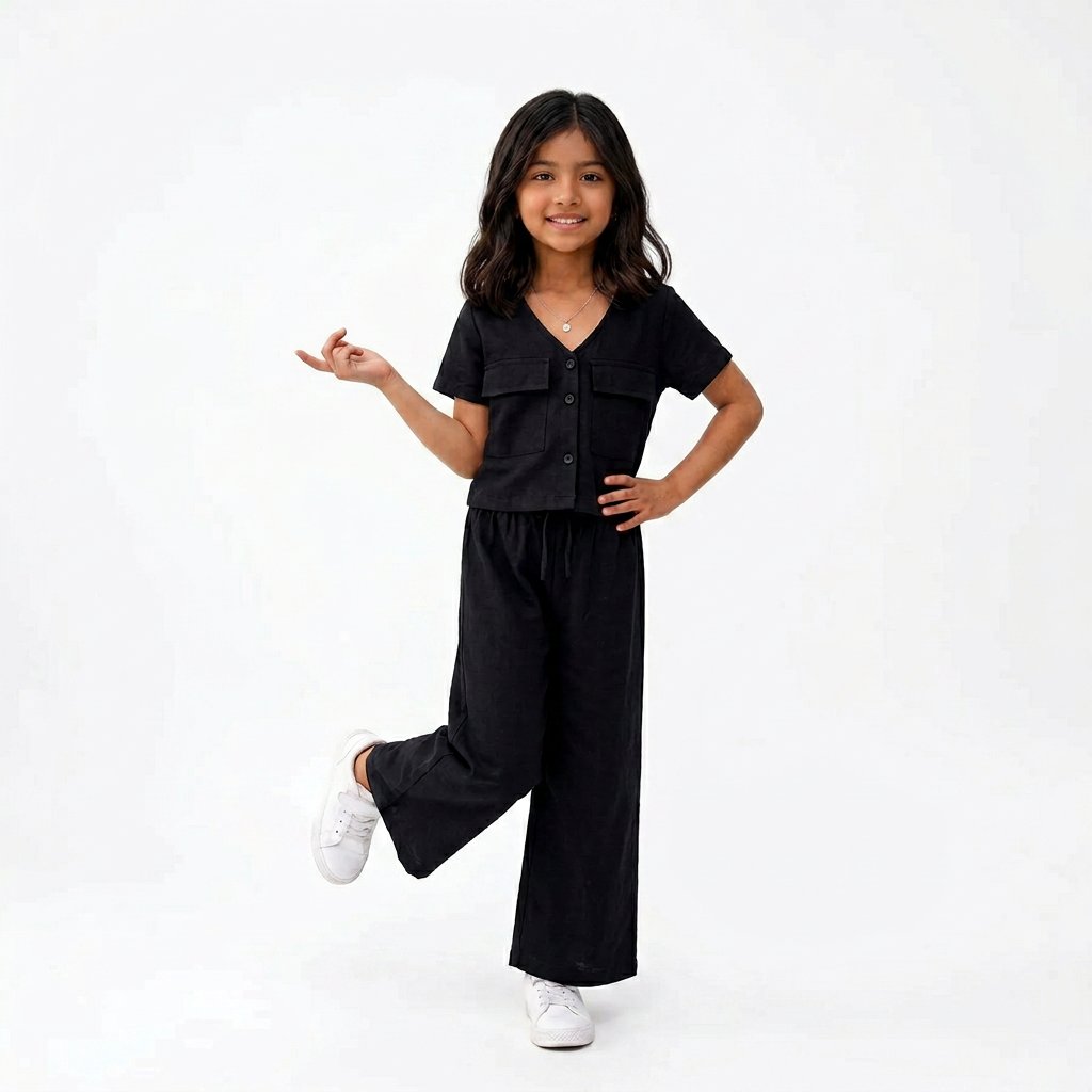 BLACK TWO SIDE POCKET STYLE KIDS DRESS